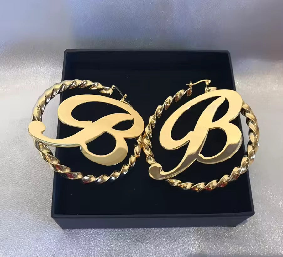 Custom Twist Rope Hoop Earrings